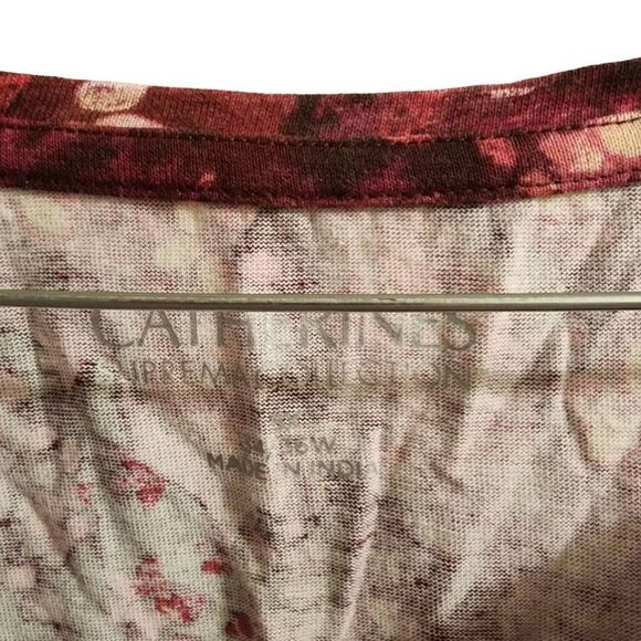 Catherines Suprema Collection NWOT Burgundy Pink Floral Layering Top Size 5X - Picture 2 of 8